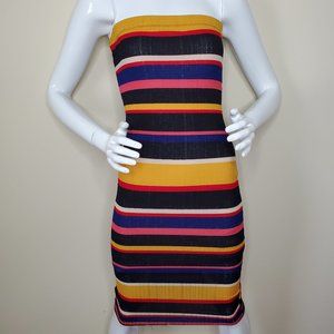 Lani Bodycon Multi Color Stripe Bandeau Sexy Dress SZ M - L